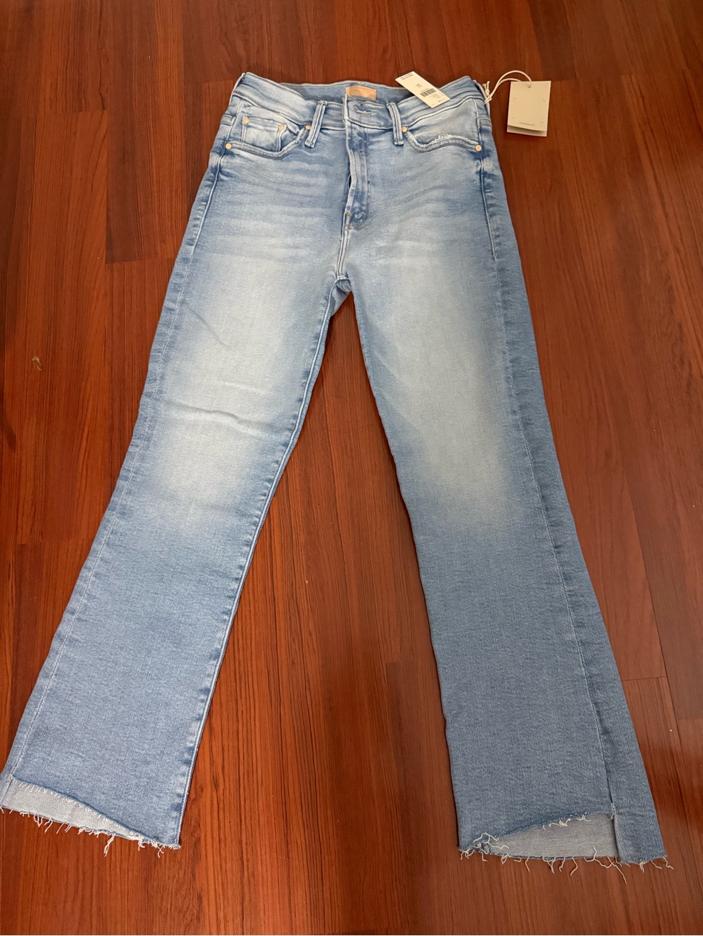 Mother Light Blue Cropped Flare Jeans